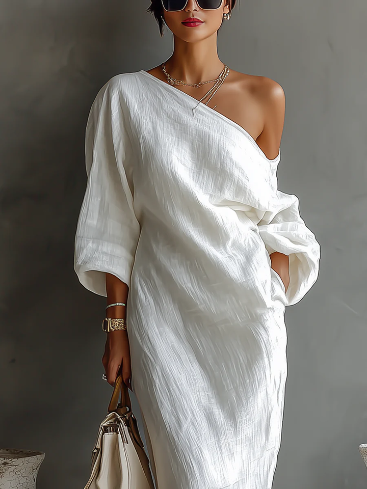 Elise™ | Chic One-Shoulder White Maxi Dress