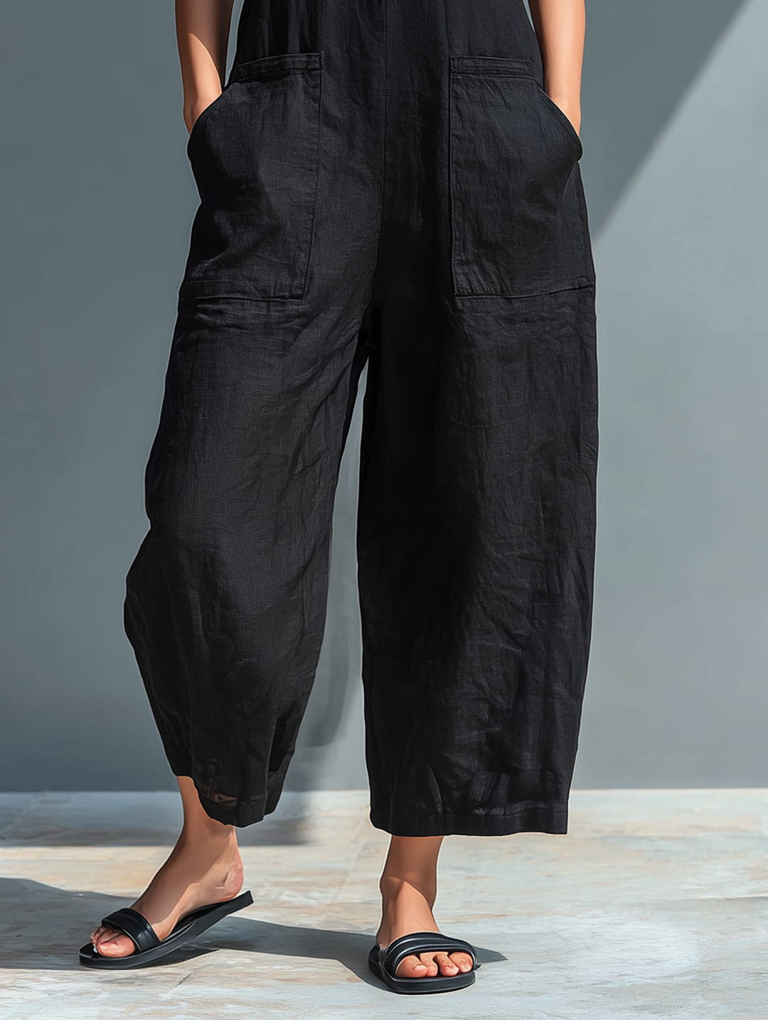 Silvia - Minimalistische Draagbare Overalls zonder Mouwen in Linnenmix