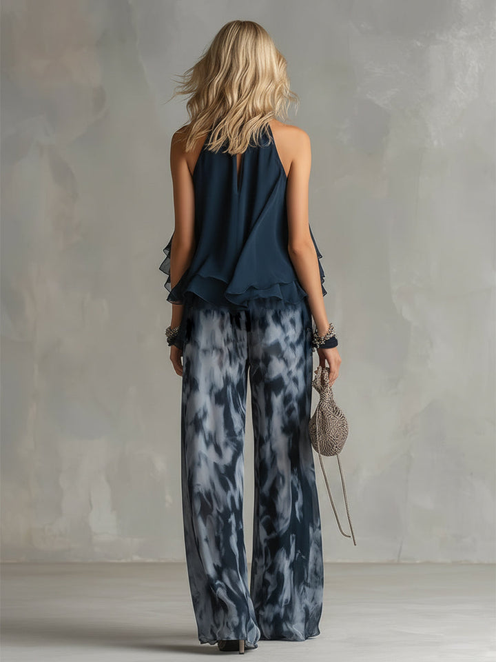 Élise | Elegante en lichte set met vloeiende top en brede broek