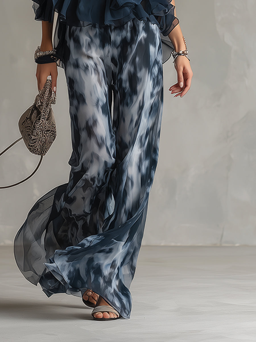 Élise | Elegante en lichte set met vloeiende top en brede broek