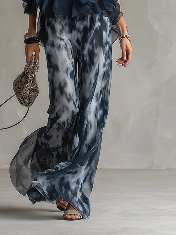 Élise | Elegante en lichte set met vloeiende top en brede broek