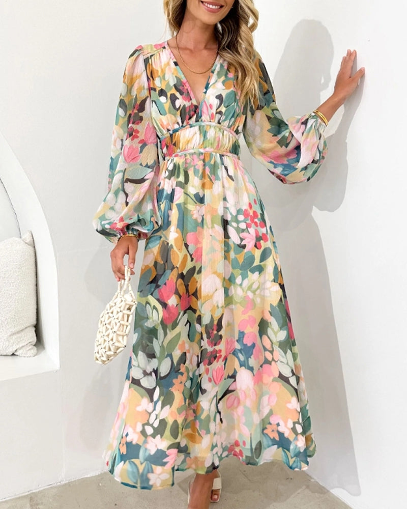 Celine | Vrouwelijke Jurk met Bloemenmotief