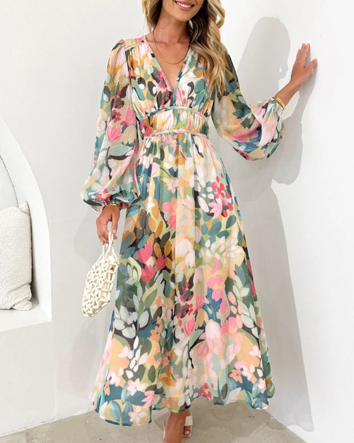Celine | Vrouwelijke Jurk met Bloemenmotief