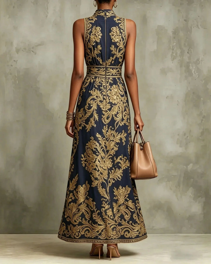 Cornelia | Glamour jurk met gouden barokprint