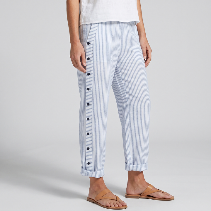 Tess | Gestreepte Paneel Knop Broek