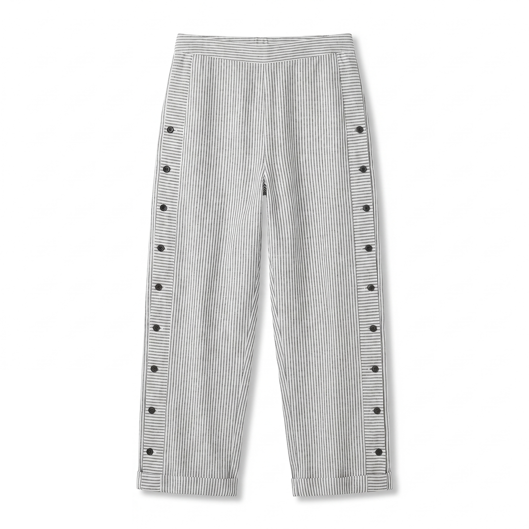 Tess | Gestreepte Paneel Knop Broek