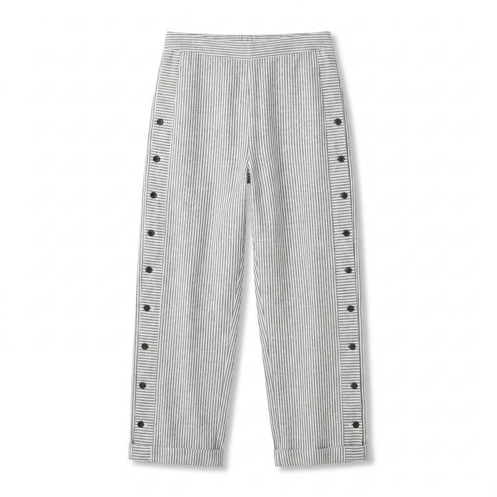 Tess | Gestreepte Paneel Knop Broek